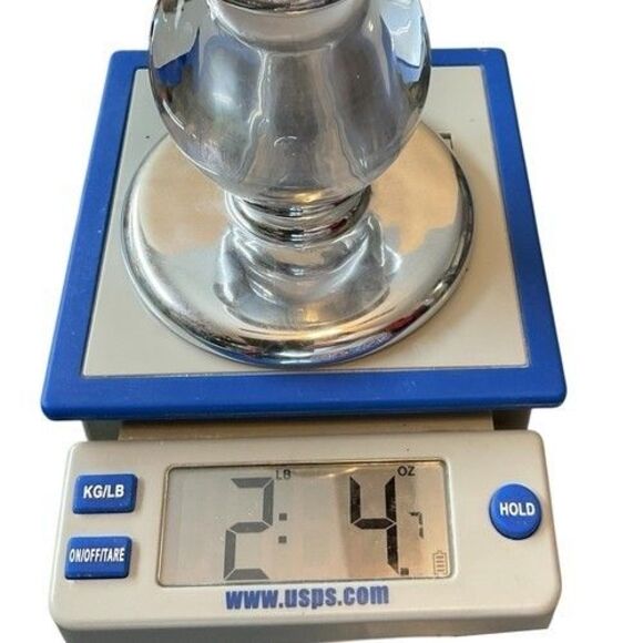 Vintage Crystal & Silver Bubble Glass Pillar Taper Candle Holder 6” - Picture 9 of 9